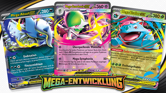 Dreierpack: Mächtige Mega-Entwicklungs-Pokémon-ex in Mega-Entwicklung