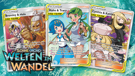 TAG TEAM Unterstützerkarten übernehmen die Kontrolle in der Pokémon-Sammelkartenspiel-Erweiterung Sonne & Mond – Welten im Wandel