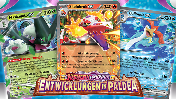 Pokémon-Sammelkartenspiel: Karmesin & Purpur – Entwicklungen in Paldea Dreierpack
