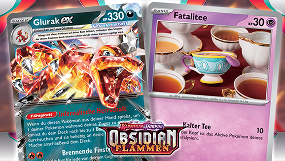 Illustrationen der Pokémon-Sammelkartenspiel-Erweiterung: Karmesin & Purpur – Obsidianflammen