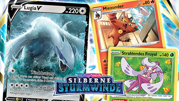 Illustrationen der Pokémon-Sammelkartenspiel-Erweiterung Schwert & Schild – Silberne Sturmwinde