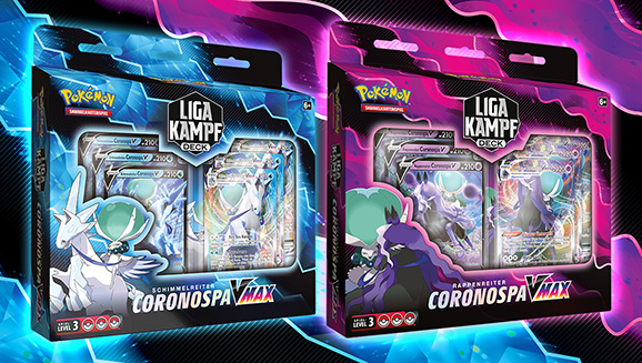 Pokémon-Sammelkartenspiel: Liga-Kampfdeck Schimmelreiter-Coronospa-VMAX und Rappenreiter-Coronospa-VMAX