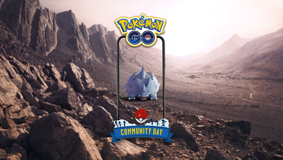 Entwickelt während des Pokémon GO-Community Day im Februar Rihorn zu Rihornior, die Felswerfer beherrschen