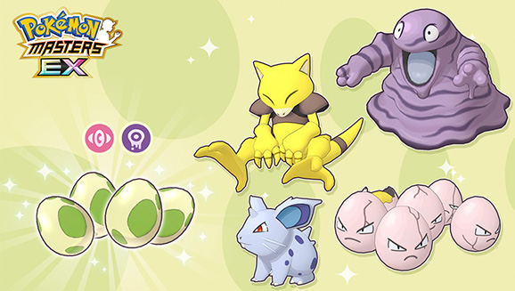 Erhalte in diesem Eier-Event in Pokémon Masters EX Abra, Sleima und weitere Pokémon aus Eiern