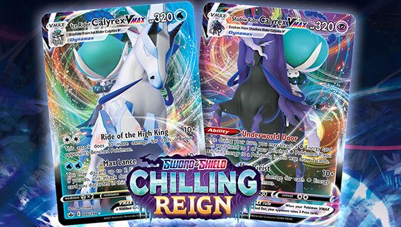 Ice Rider Calyrex VMAX, Shadow Rider Calyrex VMAX, and More in the Pokémon TCG: Sword & Shield—Chilling Reign Expansion