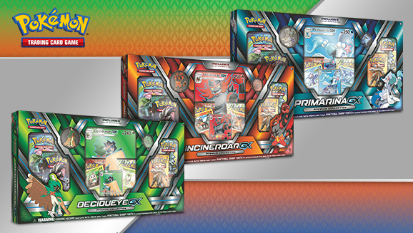 Decidueye-<em>GX</em>, Incineroar-<em>GX</em>, and Primarina-<em>GX</em> Premium Collections