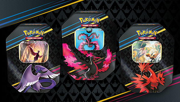 Pokemon: Crown Zenith Galarian Articuno, Zapdos, and Moltres Tins