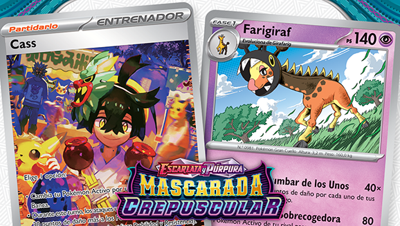 Las imágenes de la expansión Escarlata y Púrpura-Mascarada Crepuscular de JCC Pokémon