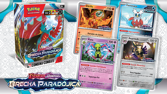 Consigue la caja de Combina y Combate de Escarlata y Púrpura-Brecha Paradójica de JCC Pokémon de manera anticipada