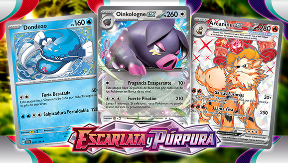 Triple jugada de Escarlata y Púrpura: Dondozo, Arcanine ex y Oinkologne ex