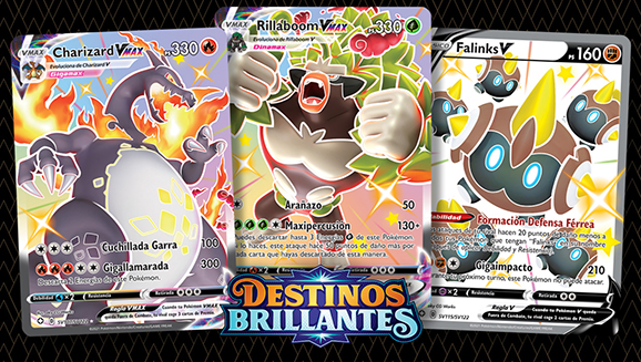 Charizard VMAX, Falinks V, Rillaboom VMAX y más en Destinos Brillantes de JCC Pokémon