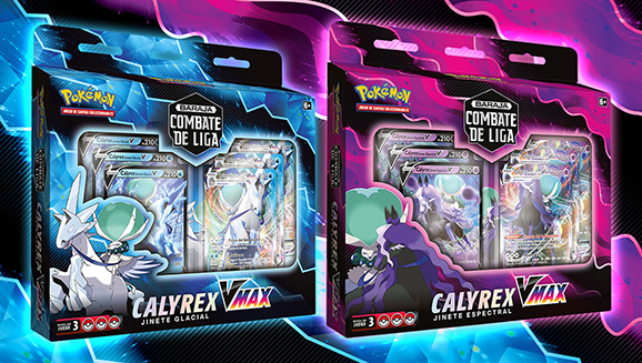 Baraja Combate de Liga de Calyrex Jinete Glacial VMAX de JCC Pokémon y baraja Combate de Liga de Calyrex Jinete Espectral VMAX de JCC Pokémon