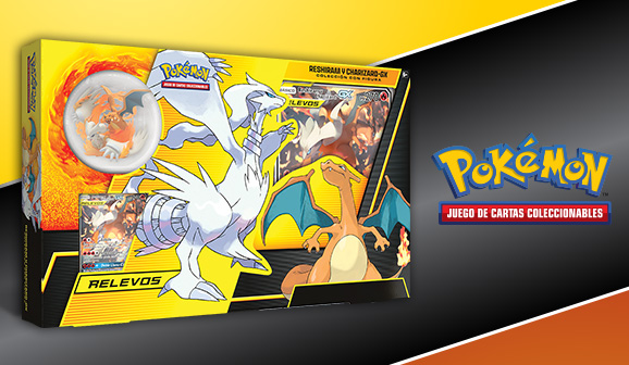 Colección con figura Reshiram y Charizard-GX de JCC Pokémon
