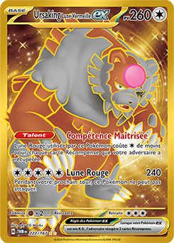 Coffret Pokémon Ursaking Lune Vermeille-ex – 1 Carte Promo Brillante + 2 Holos + 1 Grand Format – 4 Boosters – JCC