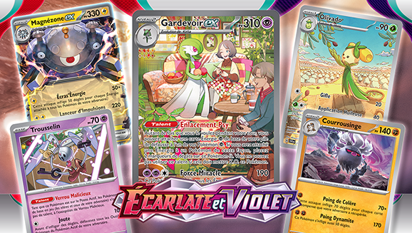 Découvrez Trousselin, Gardevoir-ex et d’autres Pokémon dans Écarlate et Violet du JCC Pokémon