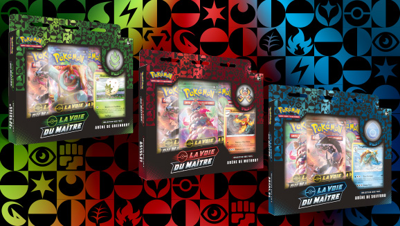 JCC Pokémon : Collections avec pin’s La Voie du Maître (Arènes de Greenbury, Skifford et Motorby)