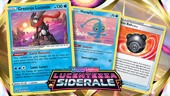Tre mazzi del GCC Pokémon con protagonista Greninja Lucente di Spada e Scudo - Lucentezza Siderale