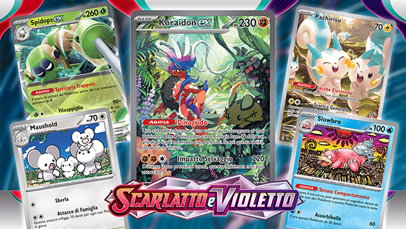 Maushold, Koraidon-ex e altri ancora dell’espansione Scarlatto e Violetto del GCC Pokémon