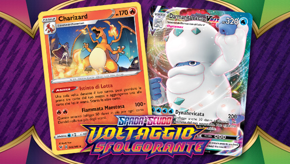 Charizard e dei nuovi Pokémon-VMAX nell’espansione Spada e Scudo - Voltaggio Sfolgorante del GCC Pokémon