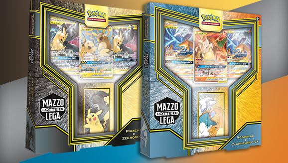 Mazzo Lotte di Lega Pikachu e Zekrom-GX e mazzo Lotte di Lega Reshiram e Charizard-GX del GCC Pokémon