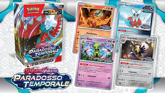 Ottieni in anticipo il kit Sfida Strategica dell’espansione Scarlatto e Violetto - Paradosso Temporale del GCC Pokémon