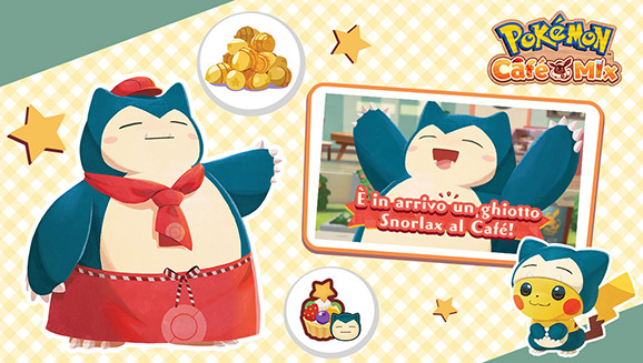 Alleati con altri giocatori per far entrare Snorlax nei vostri staff grazie alla nuova modalità a squadre in Pokémon Café Mix