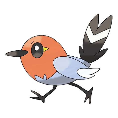 New Region - 013 Birdy - Flying O pokemon passaro. Este pokemon voa em  bandos sobre campos e cidades. Birdy é um pequeno passaro que se alimenta  de sementes e frutas pequenas.