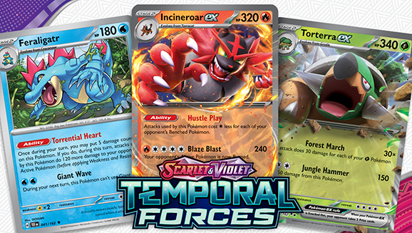 Scarlet & Violet—Temporal Forces Triple Play: Torterra ex, Feraligatr, and Incineroar ex