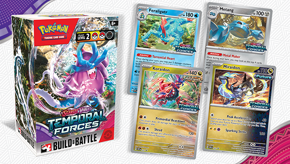 Get the Pokémon TCG: Scarlet & Violet—Temporal Forces Build & Battle Box Early